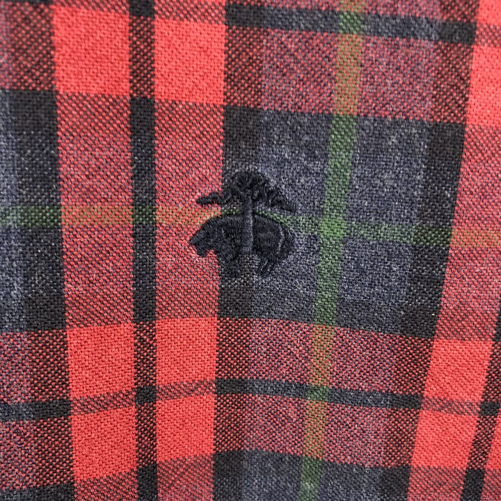 Brooks Brothers Est.1818 MILANO Long-Sleeve Button-Down Check Shirt, Men's Size M (approx.) cotton wine-red Vintage Second Hand