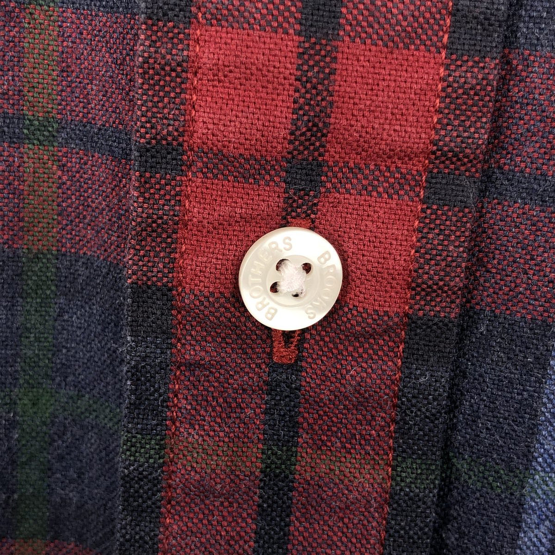 Brooks Brothers Est.1818 MILANO Long-Sleeve Button-Down Check Shirt, Men's Size M (approx.) cotton wine-red Vintage Second Hand