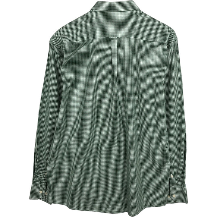 Lacoste Check Pattern Gingham Check Long Sleeve Button-Down Check Shirt, Size 47 (Men's XL equivalent) cotton Khaki type sage green Vintage Second Hand