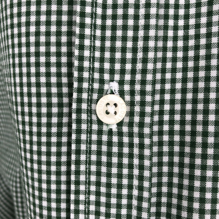 Lacoste Check Pattern Gingham Check Long Sleeve Button-Down Check Shirt, Size 47 (Men's XL equivalent) cotton Khaki type sage green Vintage Second Hand