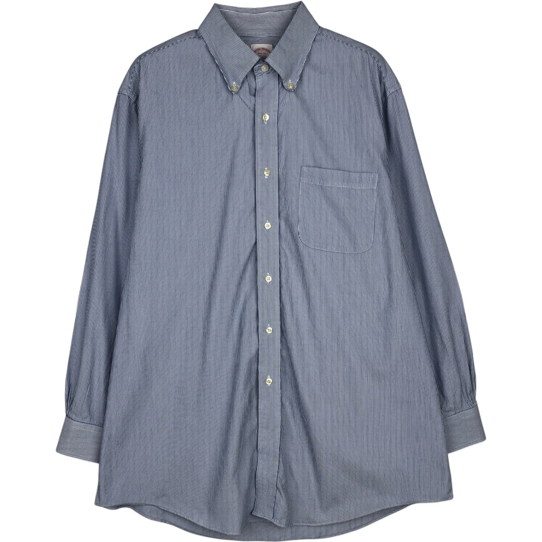 Brooks Brothers Est.1818 Regular Fit Long-Sleeve Button-Down Striped Shirt, Men's Size L (approx.) Supima Cotton blue type Vintage Second Hand