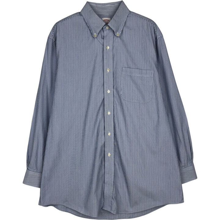 Brooks Brothers Est.1818 Regular Fit Long-Sleeve Button-Down Striped Shirt, Men's Size L (approx.) Supima Cotton blue type Vintage Second Hand