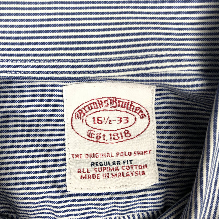 Brooks Brothers Est.1818 Regular Fit Long-Sleeve Button-Down Striped Shirt, Men's Size L (approx.) Supima Cotton blue type Vintage Second Hand