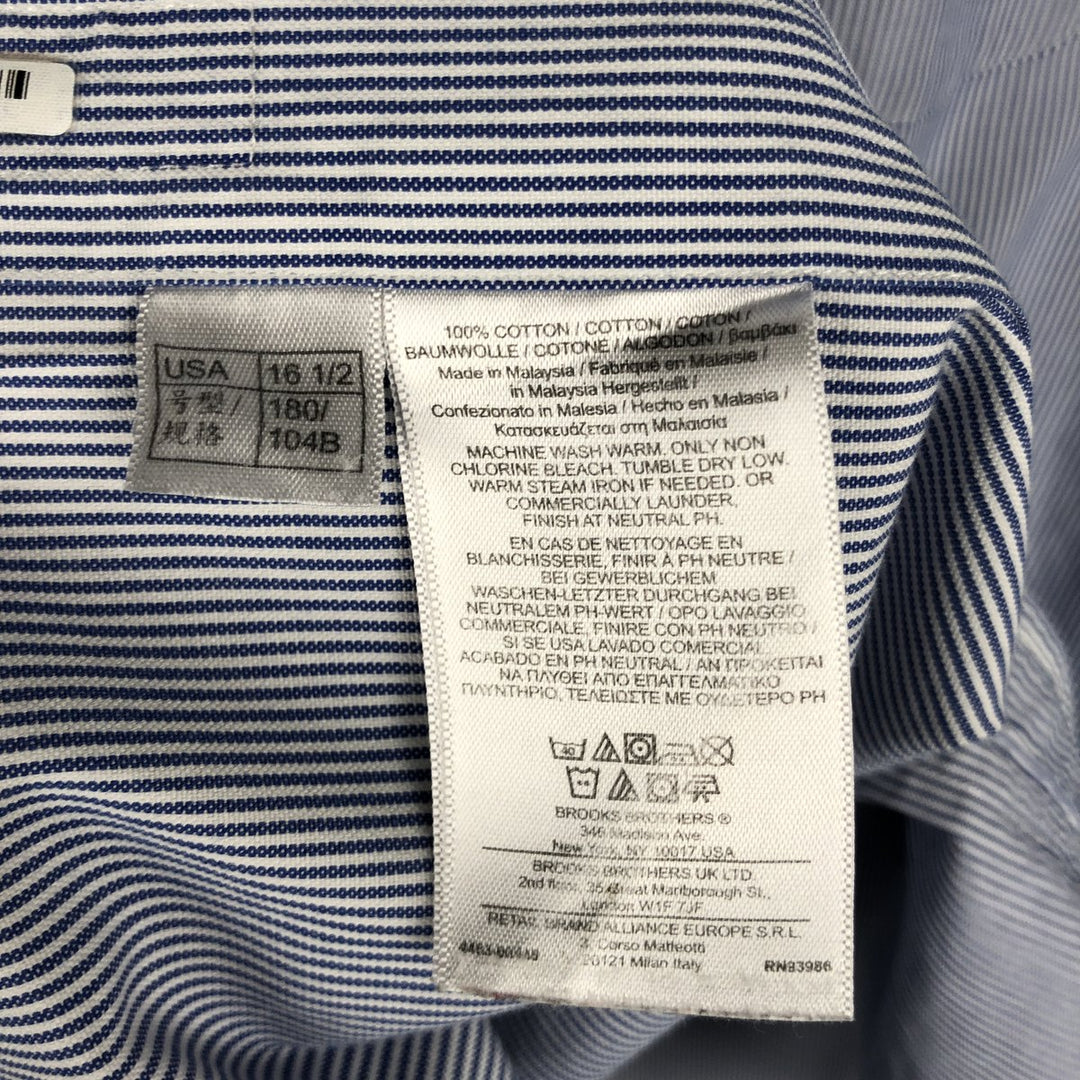 Brooks Brothers Est.1818 Regular Fit Long-Sleeve Button-Down Striped Shirt, Men's Size L (approx.) Supima Cotton blue type Vintage Second Hand