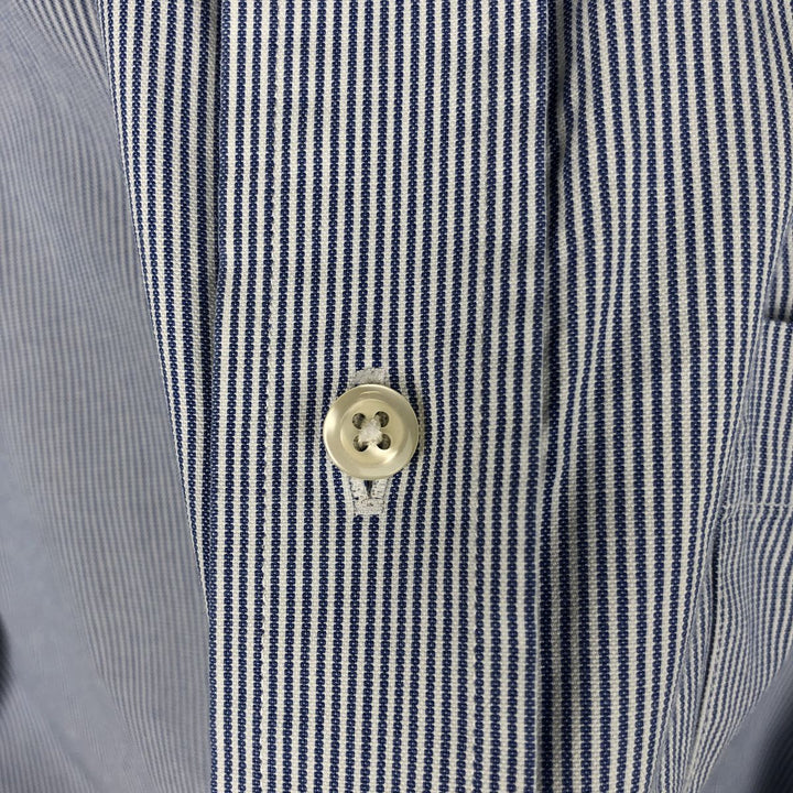 Brooks Brothers Est.1818 Regular Fit Long-Sleeve Button-Down Striped Shirt, Men's Size L (approx.) Supima Cotton blue type Vintage Second Hand