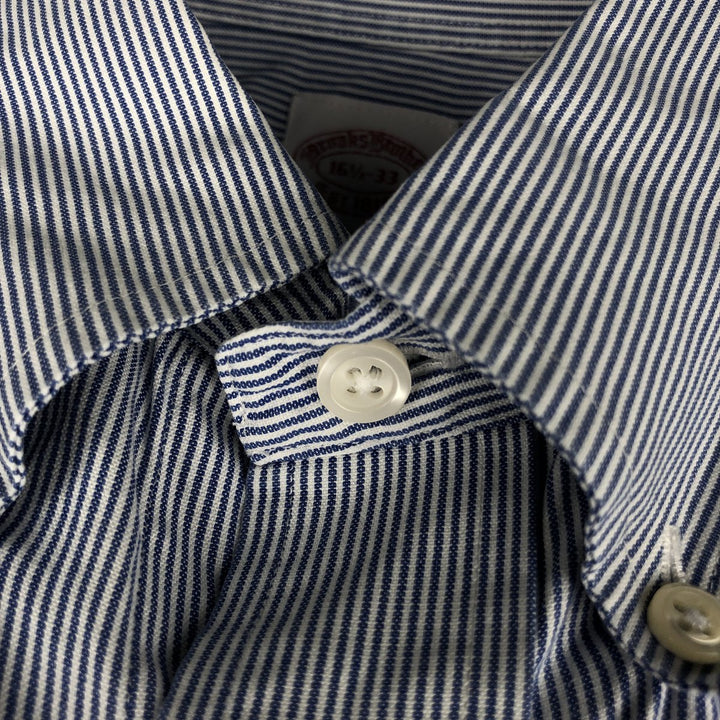 Brooks Brothers Est.1818 Regular Fit Long-Sleeve Button-Down Striped Shirt, Men's Size L (approx.) Supima Cotton blue type Vintage Second Hand