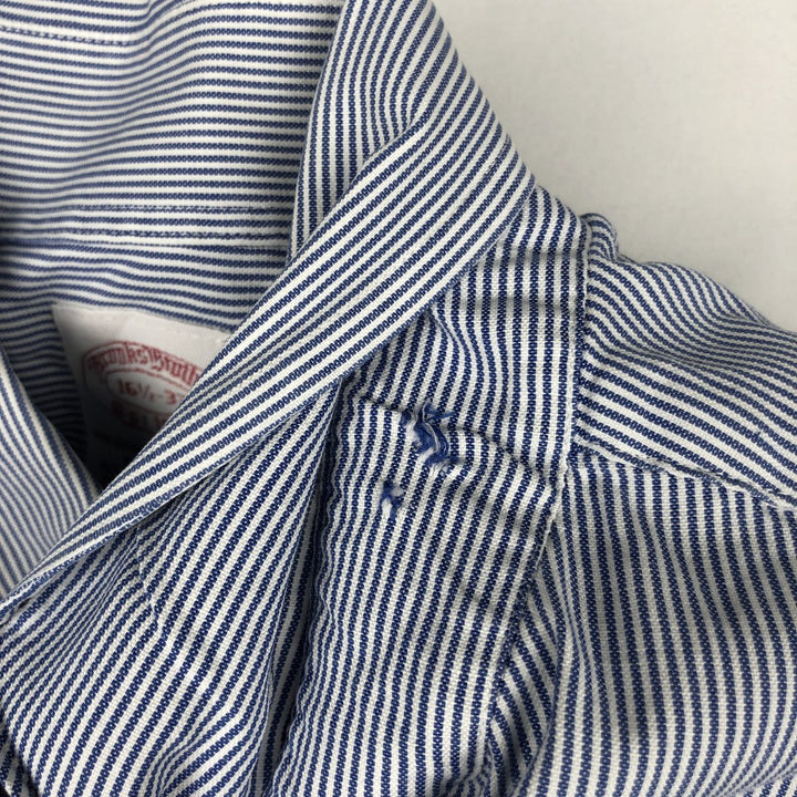 Brooks Brothers Est.1818 Regular Fit Long-Sleeve Button-Down Striped Shirt, Men's Size L (approx.) Supima Cotton blue type Vintage Second Hand