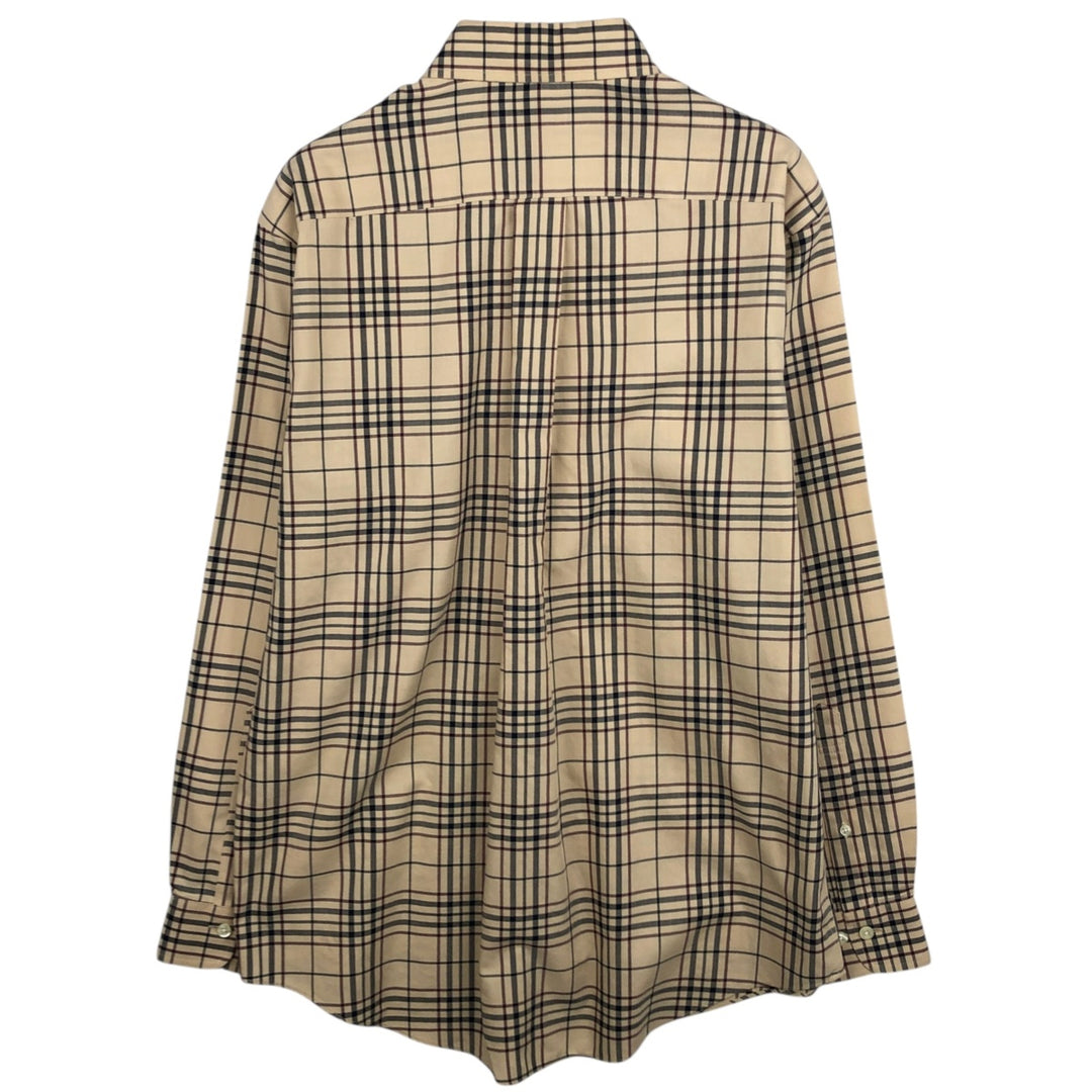 Brooks Brothers 346 Long Sleeve Button-Down Check Shirt, Men's Size Medium cotton Beige type Vintage Second Hand