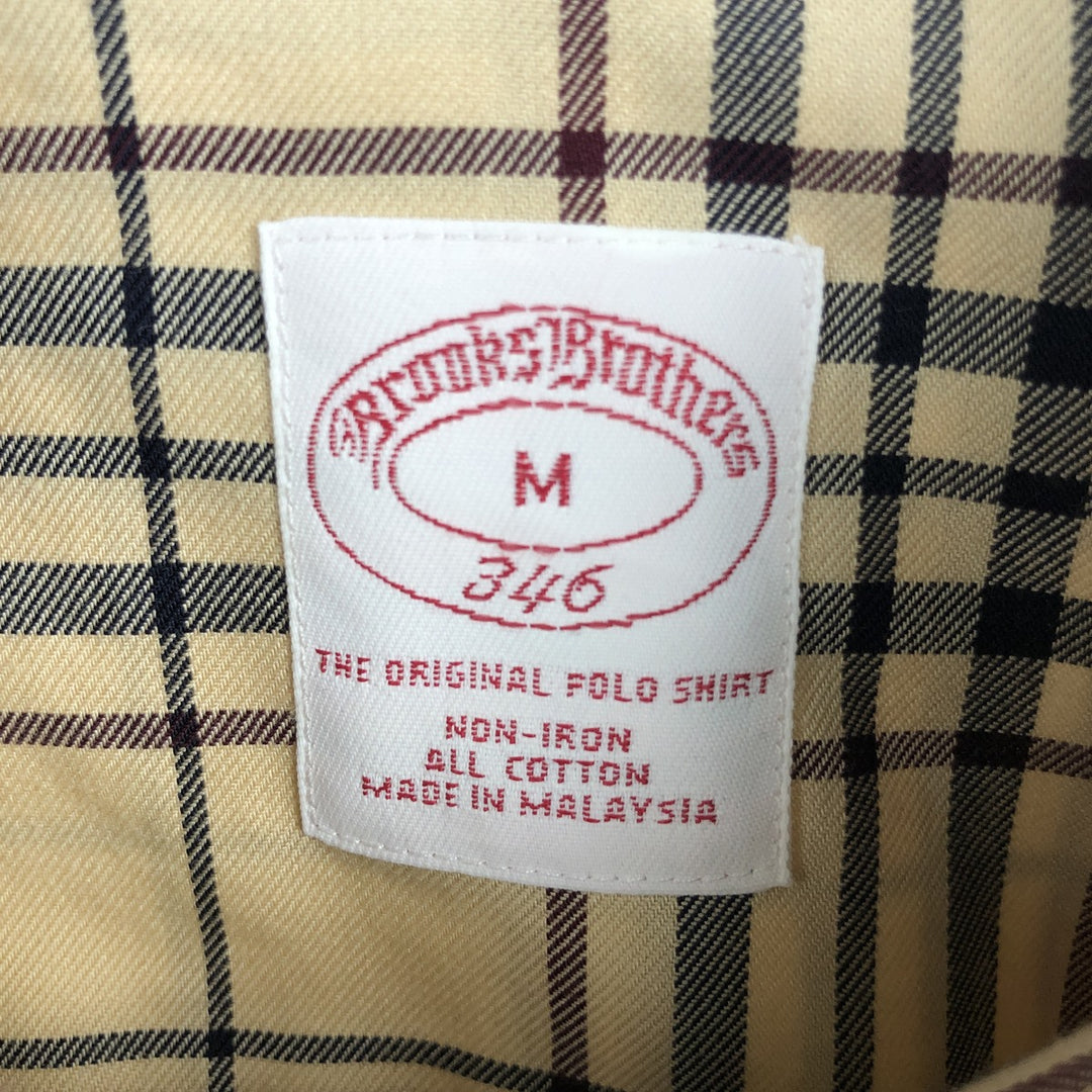 Brooks Brothers 346 Long Sleeve Button-Down Check Shirt, Men's Size Medium cotton Beige type Vintage Second Hand