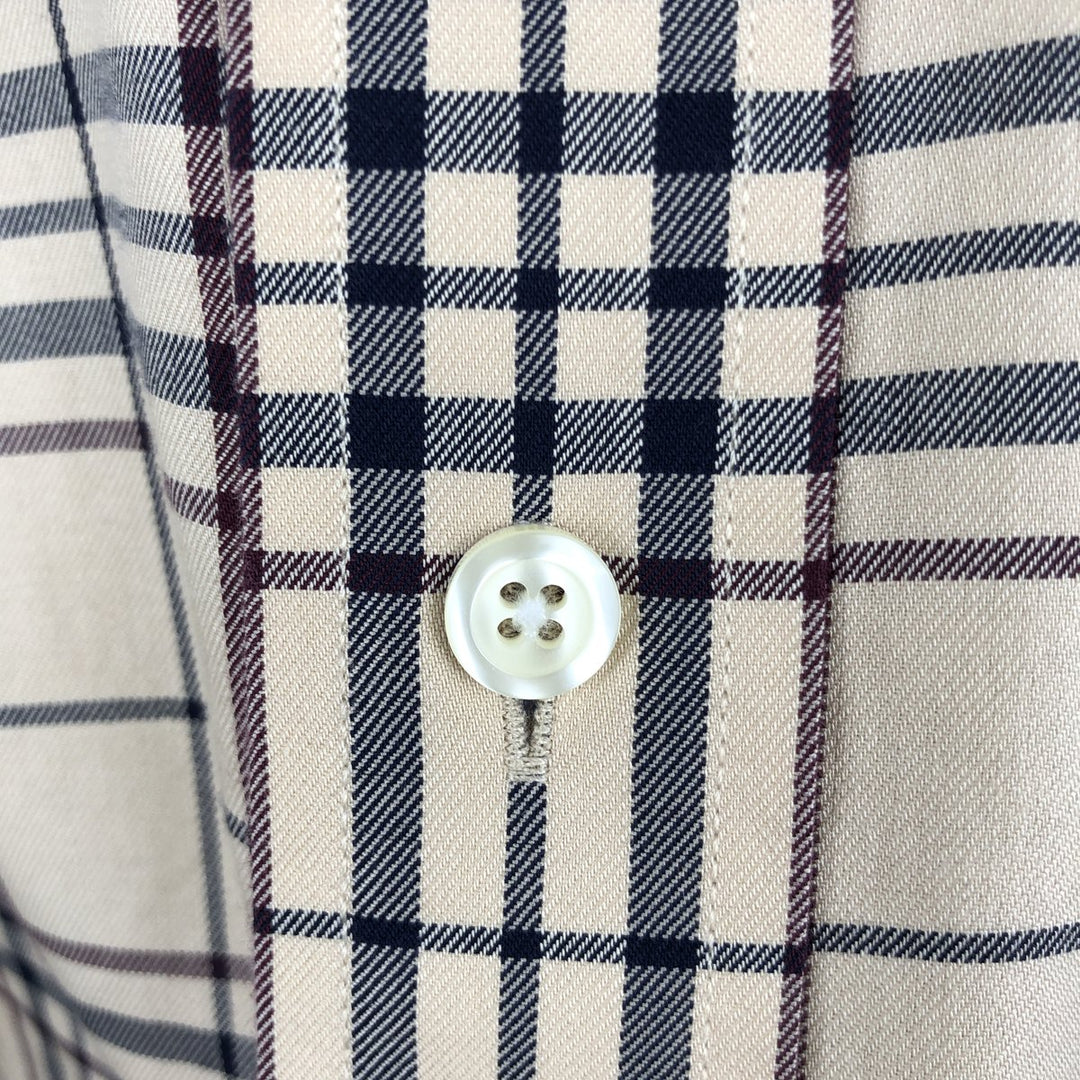 Brooks Brothers 346 Long Sleeve Button-Down Check Shirt, Men's Size Medium cotton Beige type Vintage Second Hand