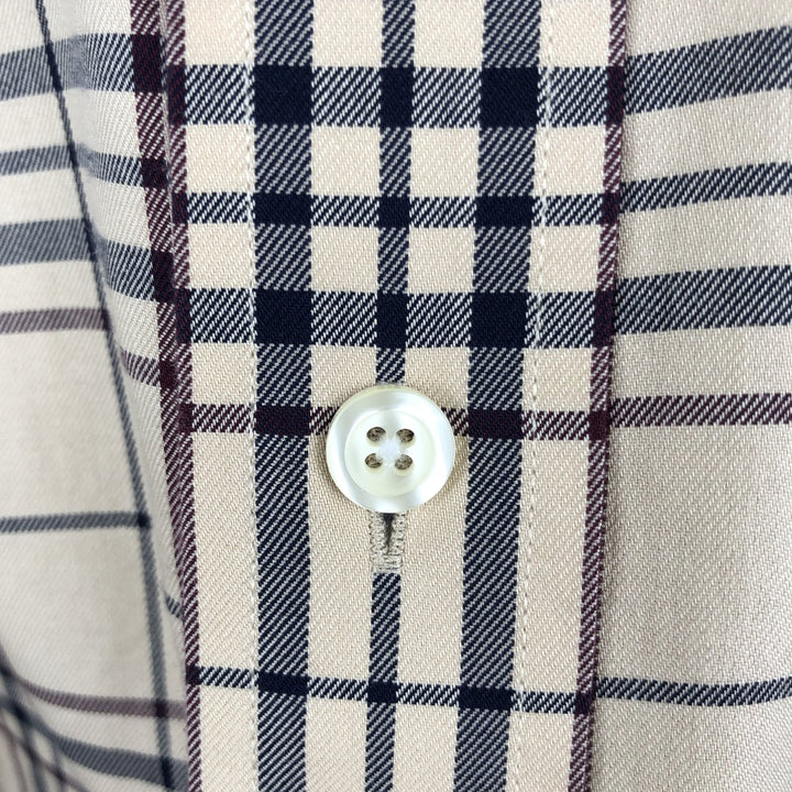 Brooks Brothers 346 Long Sleeve Button-Down Check Shirt, Men's Size Medium cotton Beige type Vintage Second Hand