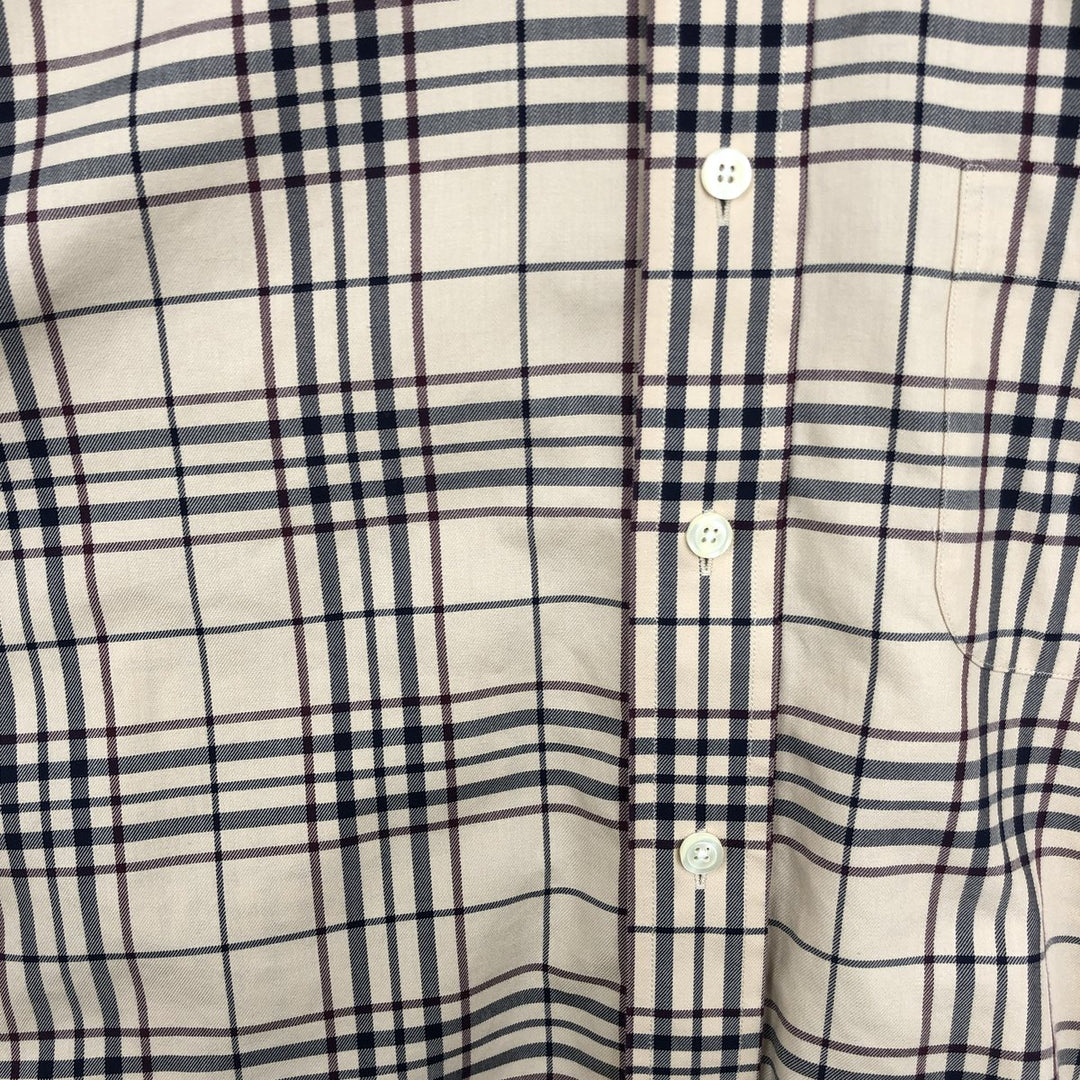Brooks Brothers 346 Long Sleeve Button-Down Check Shirt, Men's Size Medium cotton Beige type Vintage Second Hand