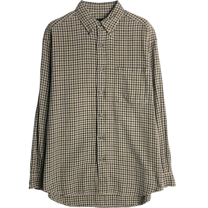 Eddie Bauer Long Sleeve Button-Down Check Shirt, Men's Size M cotton brown type Vintage Second Hand