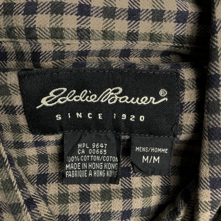 Eddie Bauer Long Sleeve Button-Down Check Shirt, Men's Size M cotton brown type Vintage Second Hand