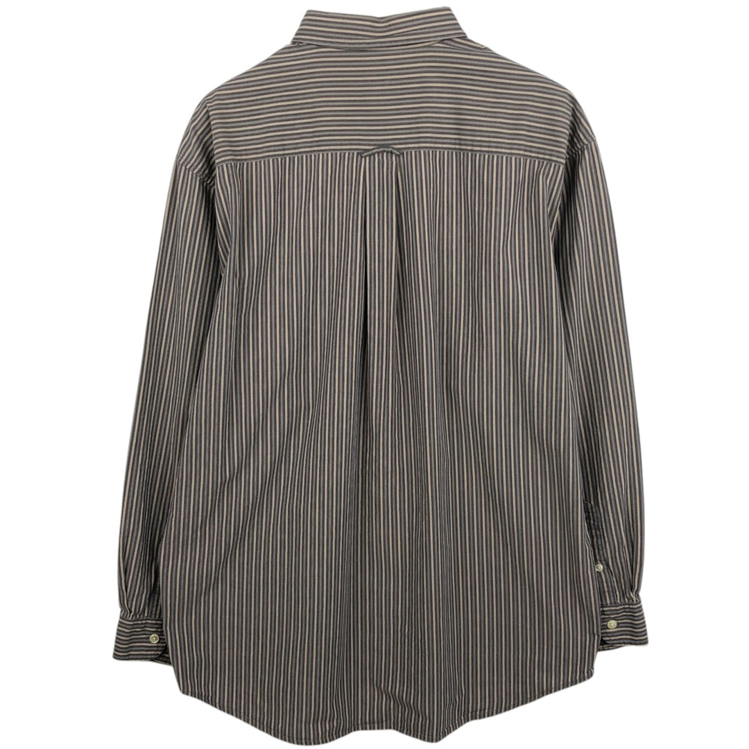 Eddie Bauer Long-Sleeve Button-Down Striped Shirt, Men's Size M (approx.) cotton gray type Vintage Second Hand