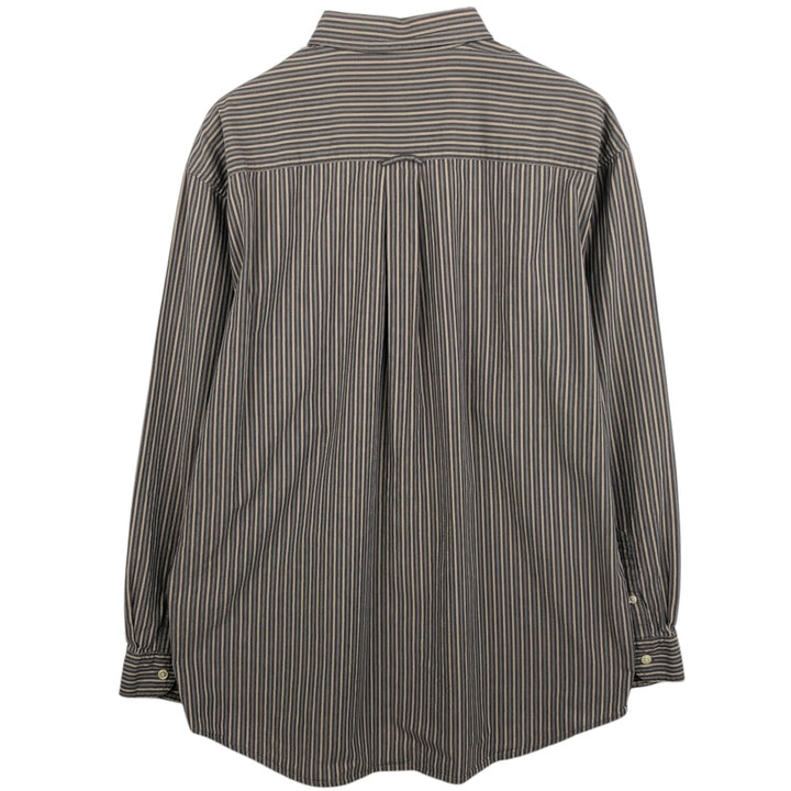 Eddie Bauer Long-Sleeve Button-Down Striped Shirt, Men's Size M (approx.) cotton gray type Vintage Second Hand