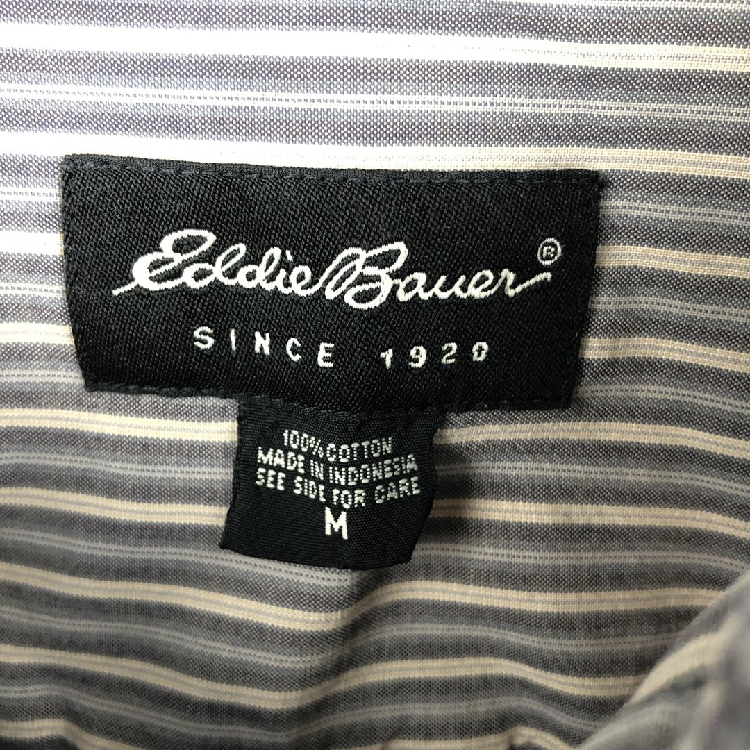 Eddie Bauer Long-Sleeve Button-Down Striped Shirt, Men's Size M (approx.) cotton gray type Vintage Second Hand