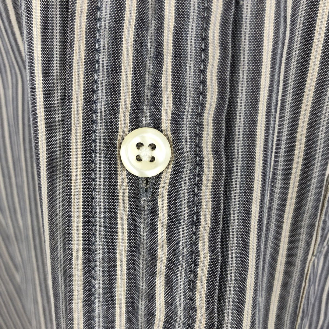 Eddie Bauer Long-Sleeve Button-Down Striped Shirt, Men's Size M (approx.) cotton gray type Vintage Second Hand