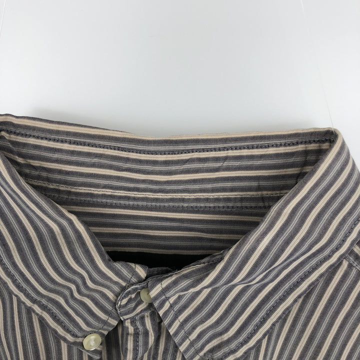 Eddie Bauer Long-Sleeve Button-Down Striped Shirt, Men's Size M (approx.) cotton gray type Vintage Second Hand