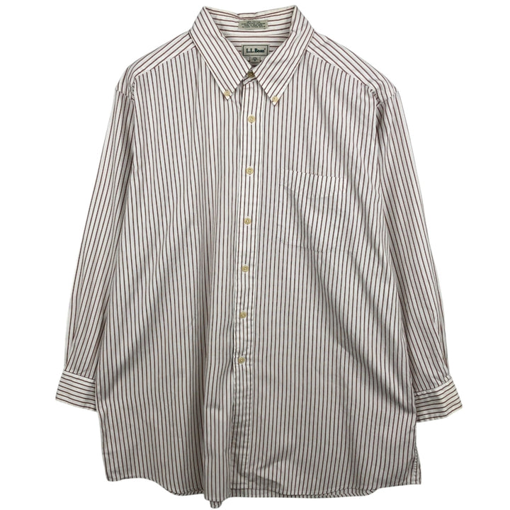Vintage LLBean long-sleeved button-down striped shirt from the 1990s, men's size XL. cotton white type Vintage Second Hand