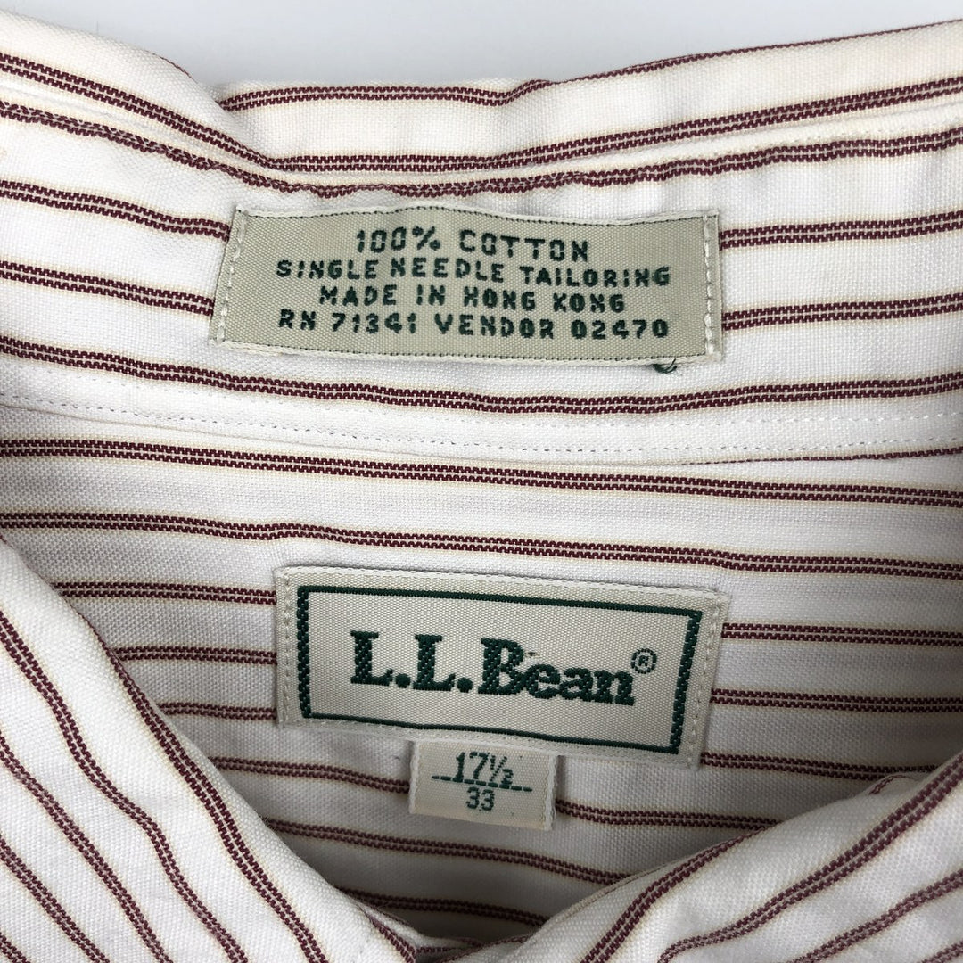 Vintage LLBean long-sleeved button-down striped shirt from the 1990s, men's size XL. cotton white type Vintage Second Hand