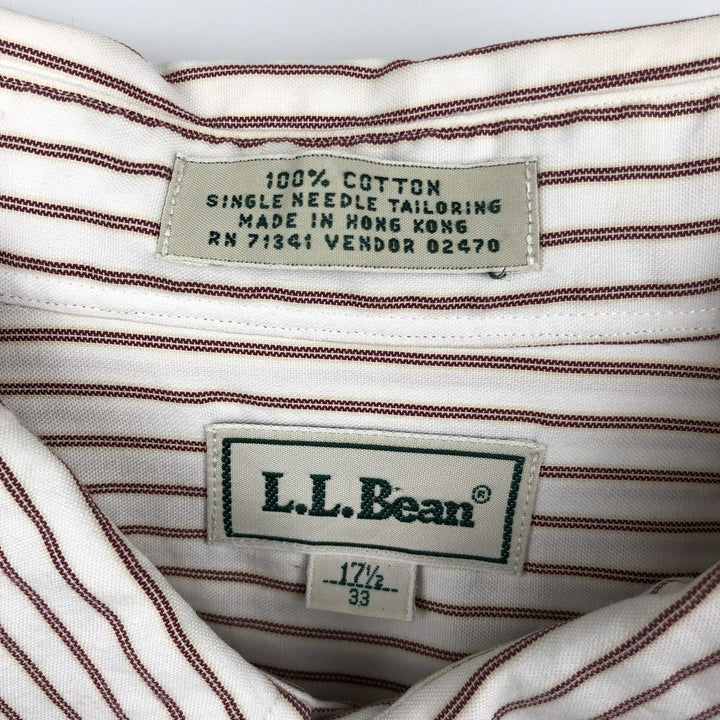 Vintage LLBean long-sleeved button-down striped shirt from the 1990s, men's size XL. cotton white type Vintage Second Hand