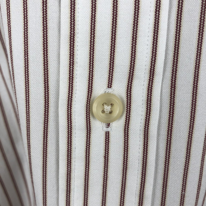 Vintage LLBean long-sleeved button-down striped shirt from the 1990s, men's size XL. cotton white type Vintage Second Hand