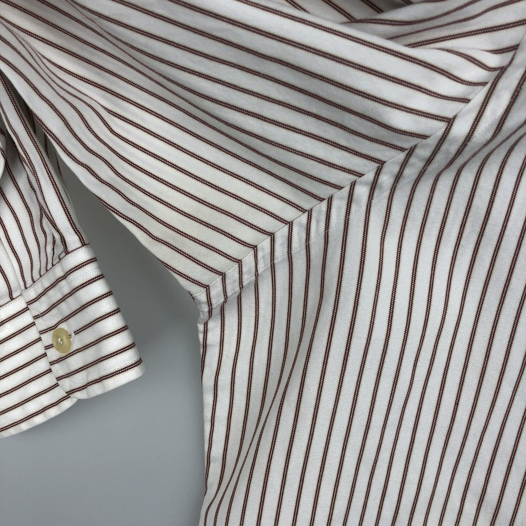 Vintage LLBean long-sleeved button-down striped shirt from the 1990s, men's size XL. cotton white type Vintage Second Hand