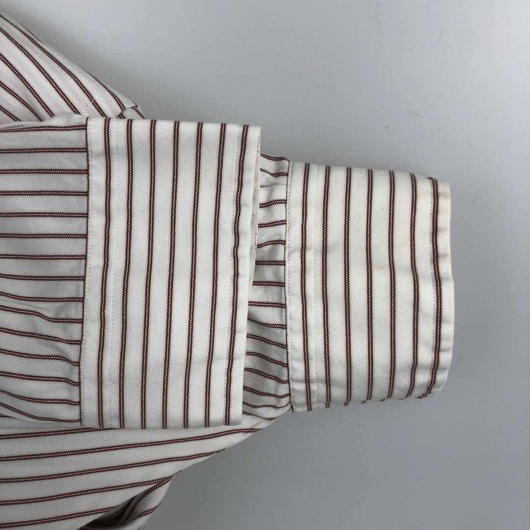 Vintage LLBean long-sleeved button-down striped shirt from the 1990s, men's size XL. cotton white type Vintage Second Hand