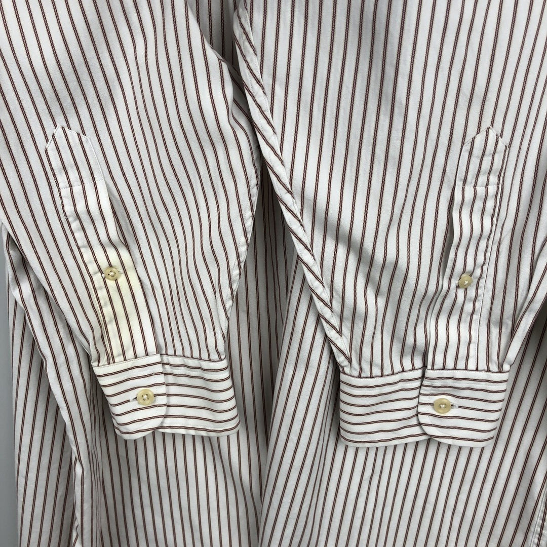 Vintage LLBean long-sleeved button-down striped shirt from the 1990s, men's size XL. cotton white type Vintage Second Hand