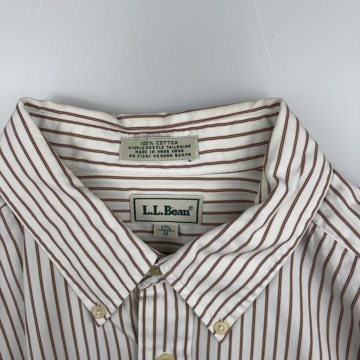 Vintage LLBean long-sleeved button-down striped shirt from the 1990s, men's size XL. cotton white type Vintage Second Hand