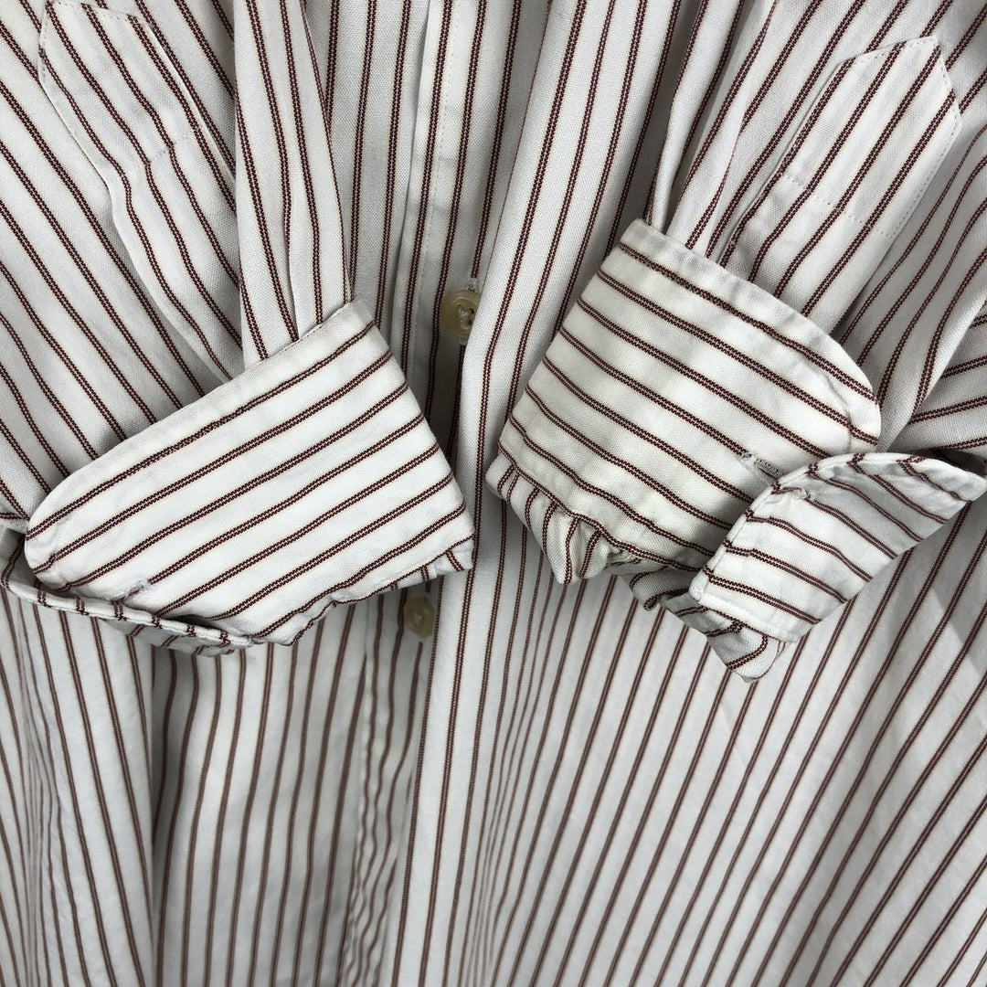 Vintage LLBean long-sleeved button-down striped shirt from the 1990s, men's size XL. cotton white type Vintage Second Hand