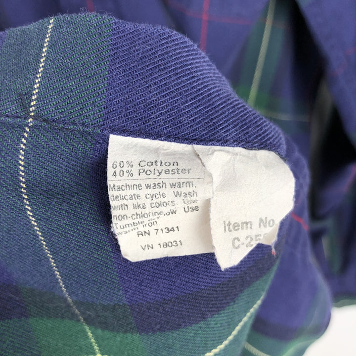 80s-90'S L.L.Bean RANGELEY Long-Sleeve Button-Down Check Shirt, Made in USA, Men's Size M (Equivalent), Vintage cotton navy blue type Vintage Second Hand
