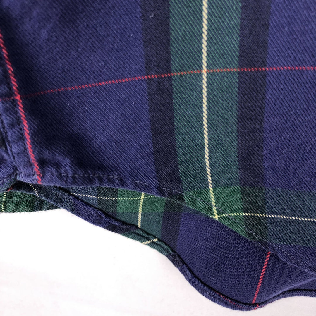 80s-90'S L.L.Bean RANGELEY Long-Sleeve Button-Down Check Shirt, Made in USA, Men's Size M (Equivalent), Vintage cotton navy blue type Vintage Second Hand