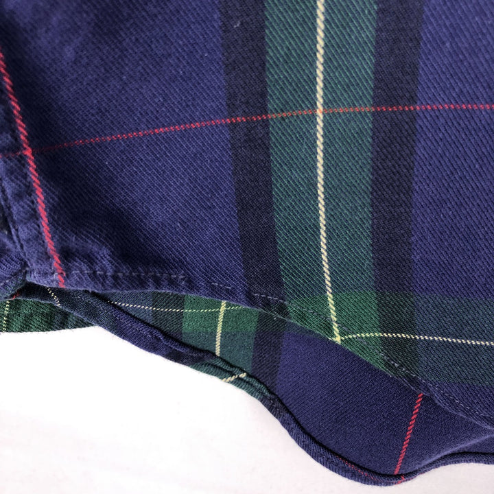 80s-90'S L.L.Bean RANGELEY Long-Sleeve Button-Down Check Shirt, Made in USA, Men's Size M (Equivalent), Vintage cotton navy blue type Vintage Second Hand