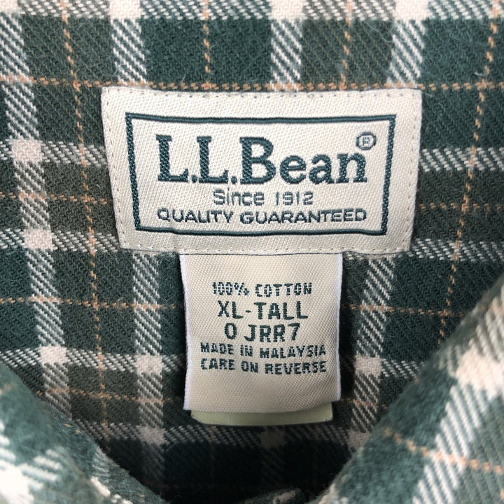 90s-00'S LLBean Long Sleeve Button-Down Check Shirt, Men's Size XL, Vintage cotton Khaki type Vintage Second Hand
