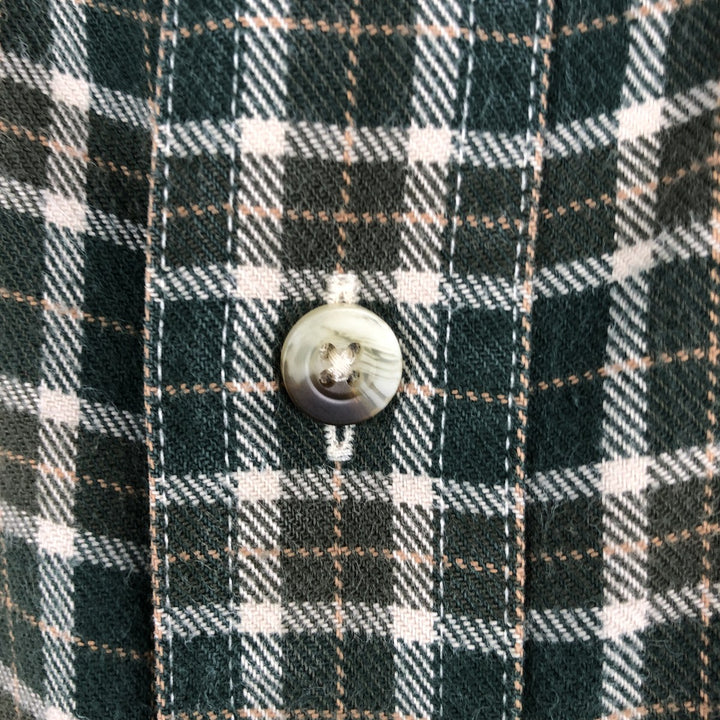 90s-00'S LLBean Long Sleeve Button-Down Check Shirt, Men's Size XL, Vintage cotton Khaki type Vintage Second Hand