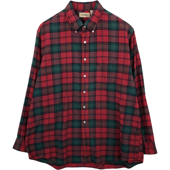 Vintage LLBean long-sleeved button-down check shirt from the 1990s, men's size XL. cotton red type Vintage Second Hand