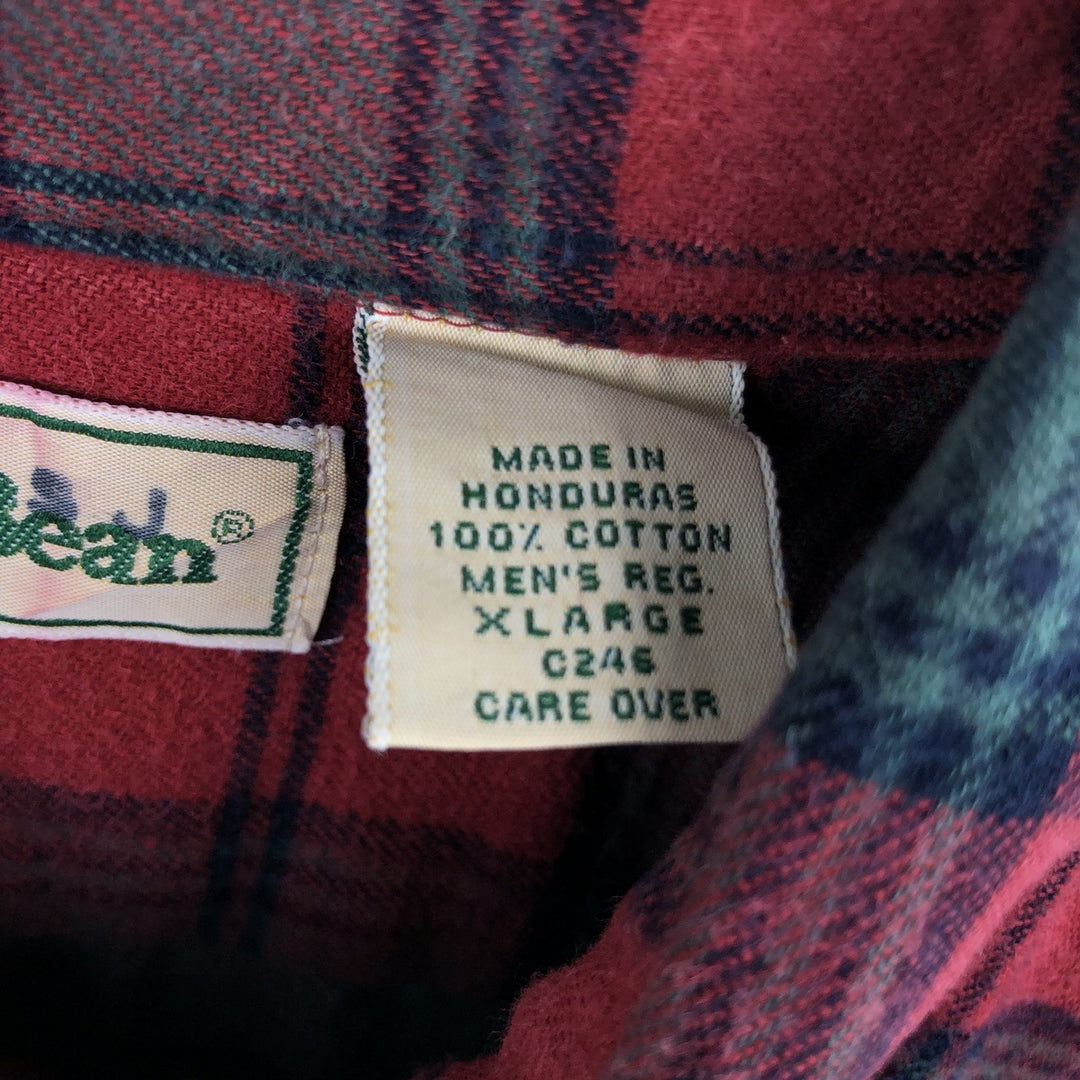 Vintage LLBean long-sleeved button-down check shirt from the 1990s, men's size XL. cotton red type Vintage Second Hand