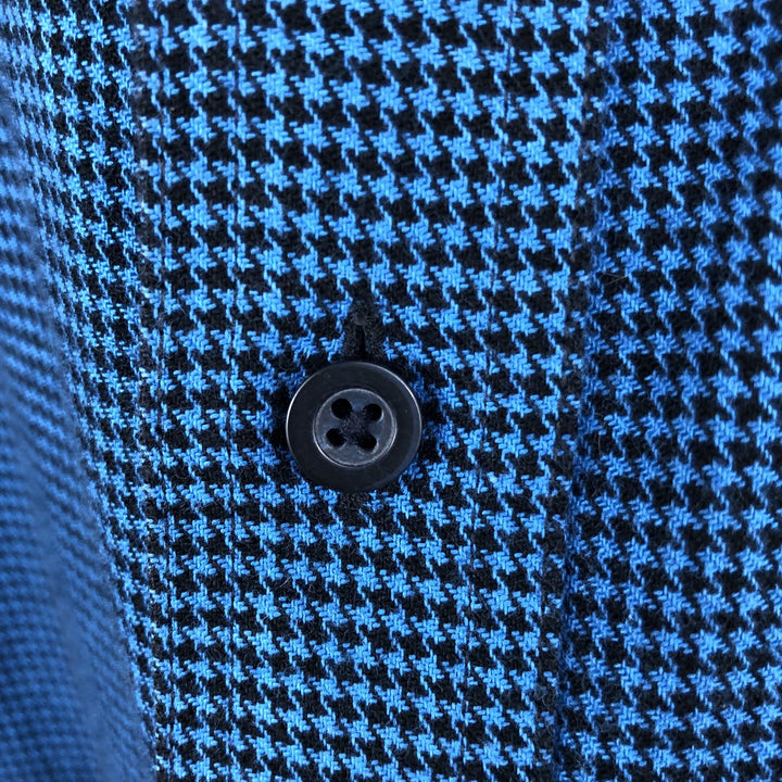 90s-00'S L.L.Bean Houndstooth Pattern Long-Sleeve Button-Down Shirt, Men's Size L (Equivalent), Vintage cotton blue type Vintage Second Hand