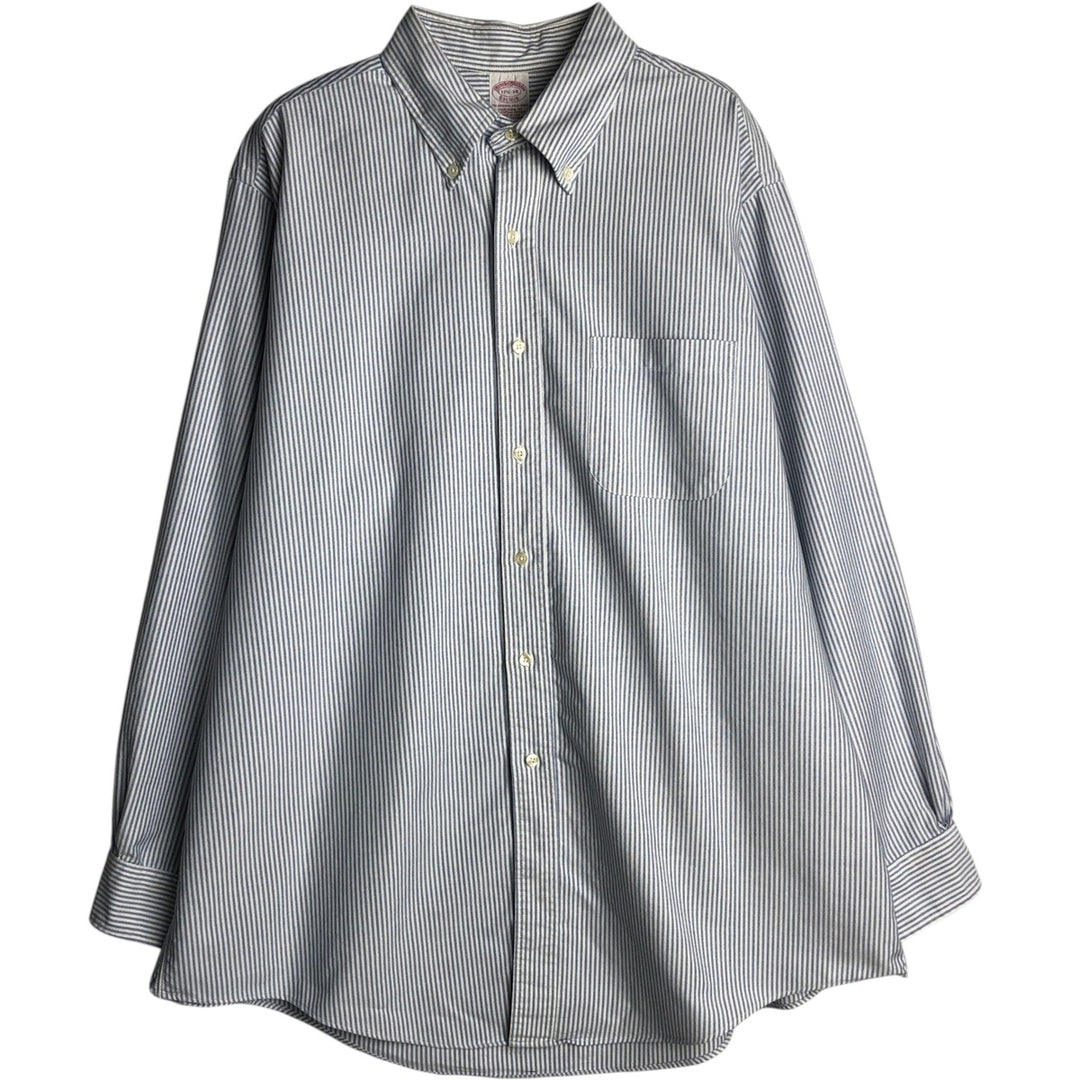 Brooks Brothers Est.1818 Long Sleeve Button-Down Striped Shirt Made in USA Men's XL Supima Cotton navy blue type Vintage Second Hand