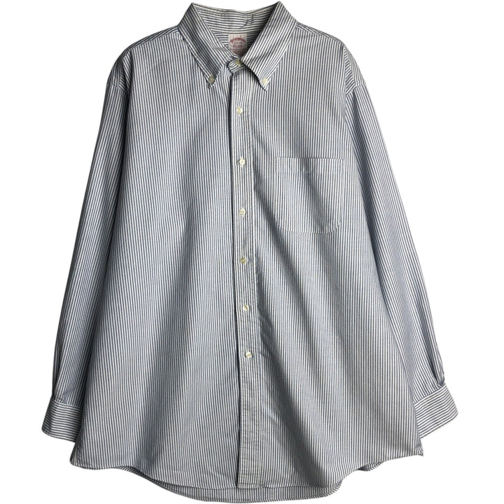 Brooks Brothers Est.1818 Long Sleeve Button-Down Striped Shirt Made in USA Men's XL Supima Cotton navy blue type Vintage Second Hand