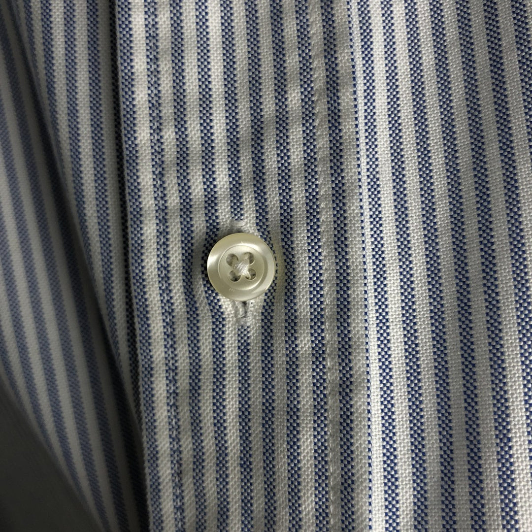 Brooks Brothers Est.1818 Long Sleeve Button-Down Striped Shirt Made in USA Men's XL Supima Cotton navy blue type Vintage Second Hand