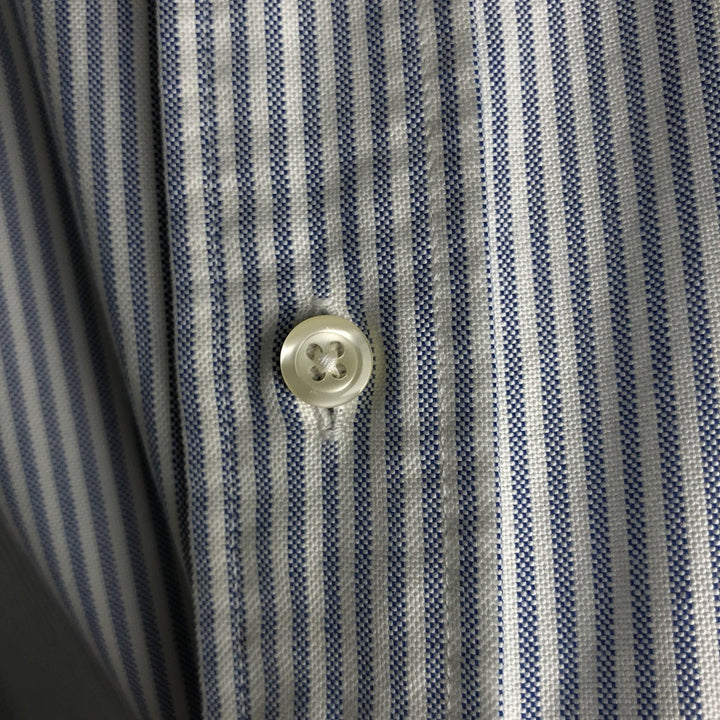 Brooks Brothers Est.1818 Long Sleeve Button-Down Striped Shirt Made in USA Men's XL Supima Cotton navy blue type Vintage Second Hand