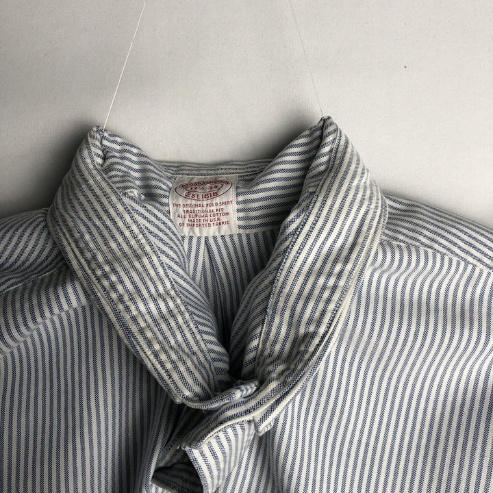 Brooks Brothers Est.1818 Long Sleeve Button-Down Striped Shirt Made in USA Men's XL Supima Cotton navy blue type Vintage Second Hand