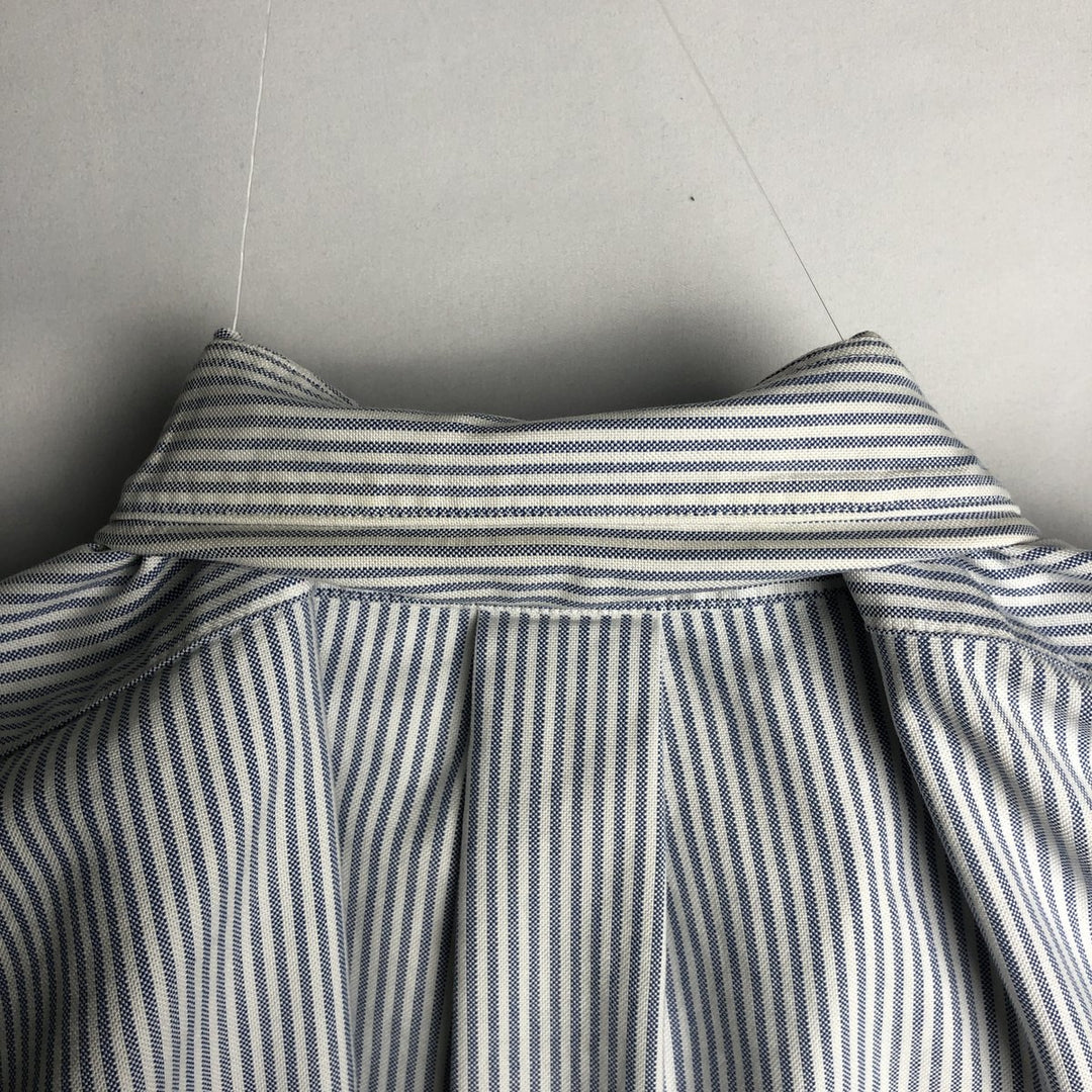 Brooks Brothers Est.1818 Long Sleeve Button-Down Striped Shirt Made in USA Men's XL Supima Cotton navy blue type Vintage Second Hand