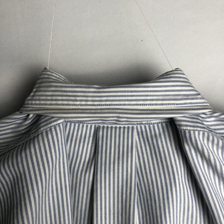 Brooks Brothers Est.1818 Long Sleeve Button-Down Striped Shirt Made in USA Men's XL Supima Cotton navy blue type Vintage Second Hand