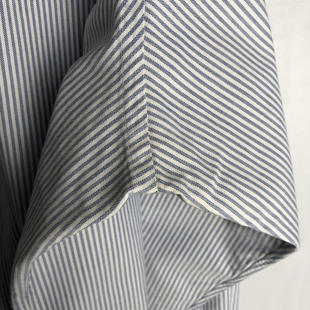 Brooks Brothers Est.1818 Long Sleeve Button-Down Striped Shirt Made in USA Men's XL Supima Cotton navy blue type Vintage Second Hand