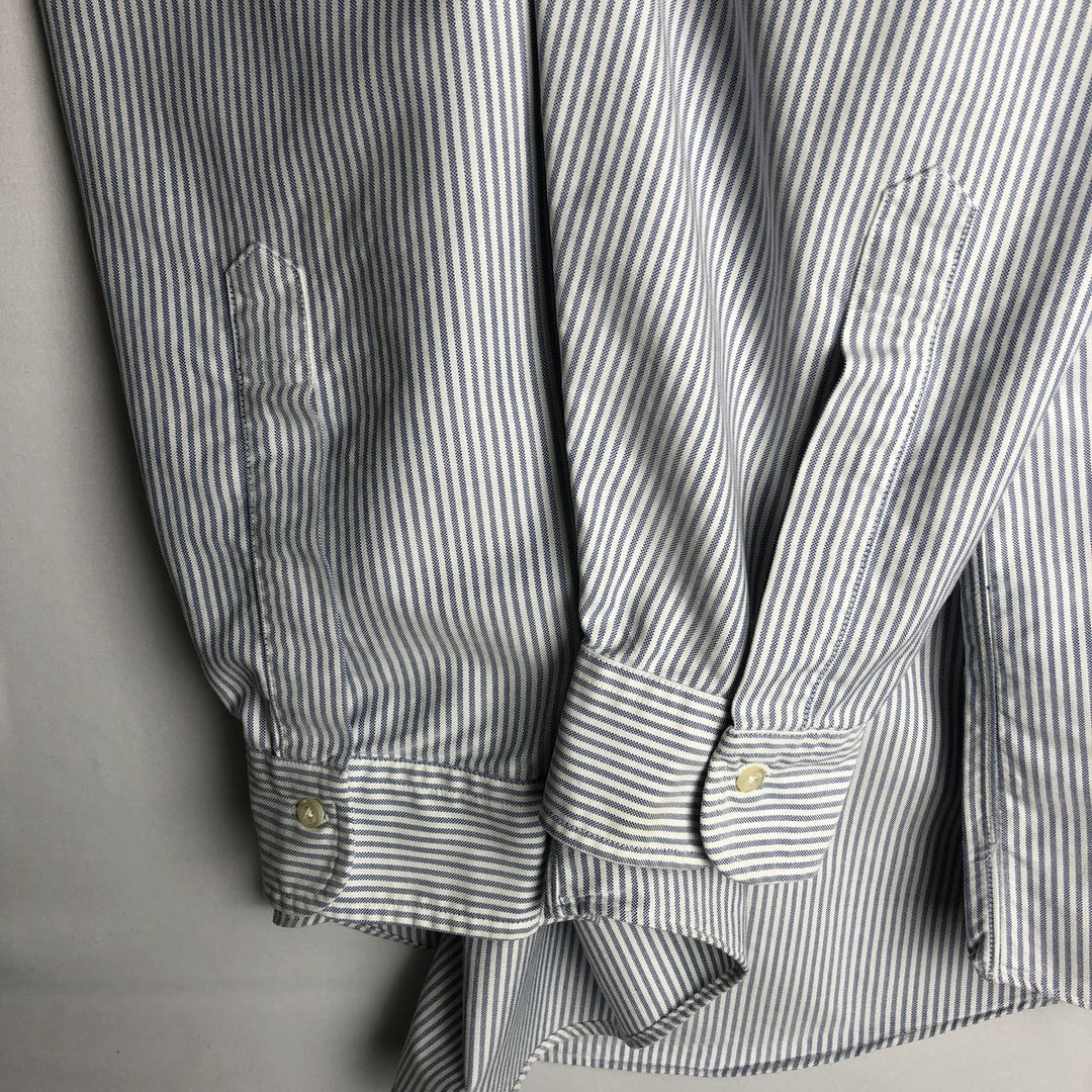 Brooks Brothers Est.1818 Long Sleeve Button-Down Striped Shirt Made in USA Men's XL Supima Cotton navy blue type Vintage Second Hand