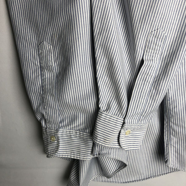 Brooks Brothers Est.1818 Long Sleeve Button-Down Striped Shirt Made in USA Men's XL Supima Cotton navy blue type Vintage Second Hand